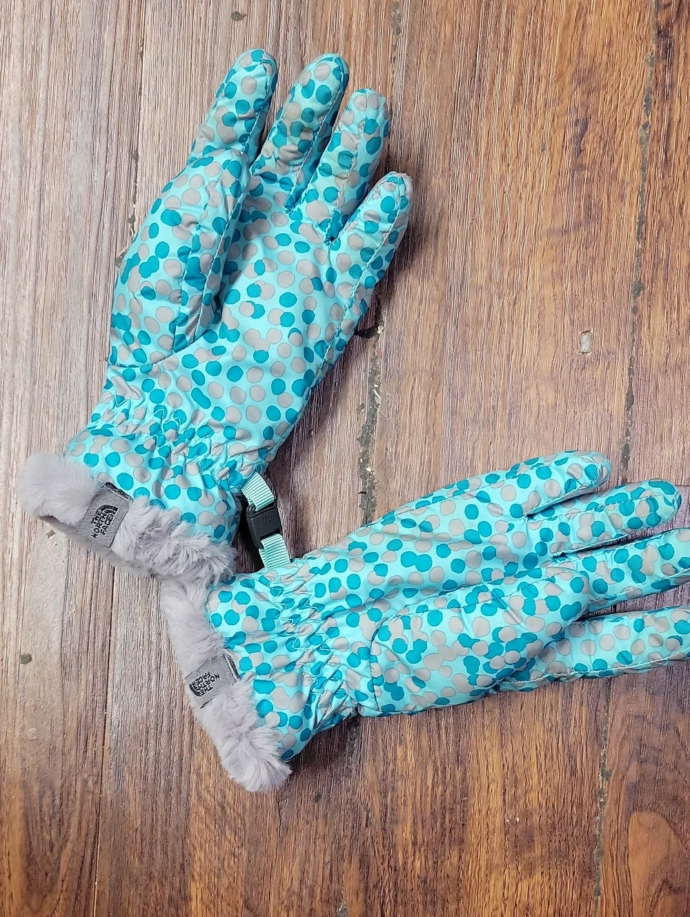 The North Face Kids Teal Polka Dot Insulated Gloves